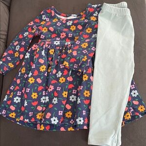 Hanna Andersson Floral Dress and Leggings Set - Multicolor and Light Blue